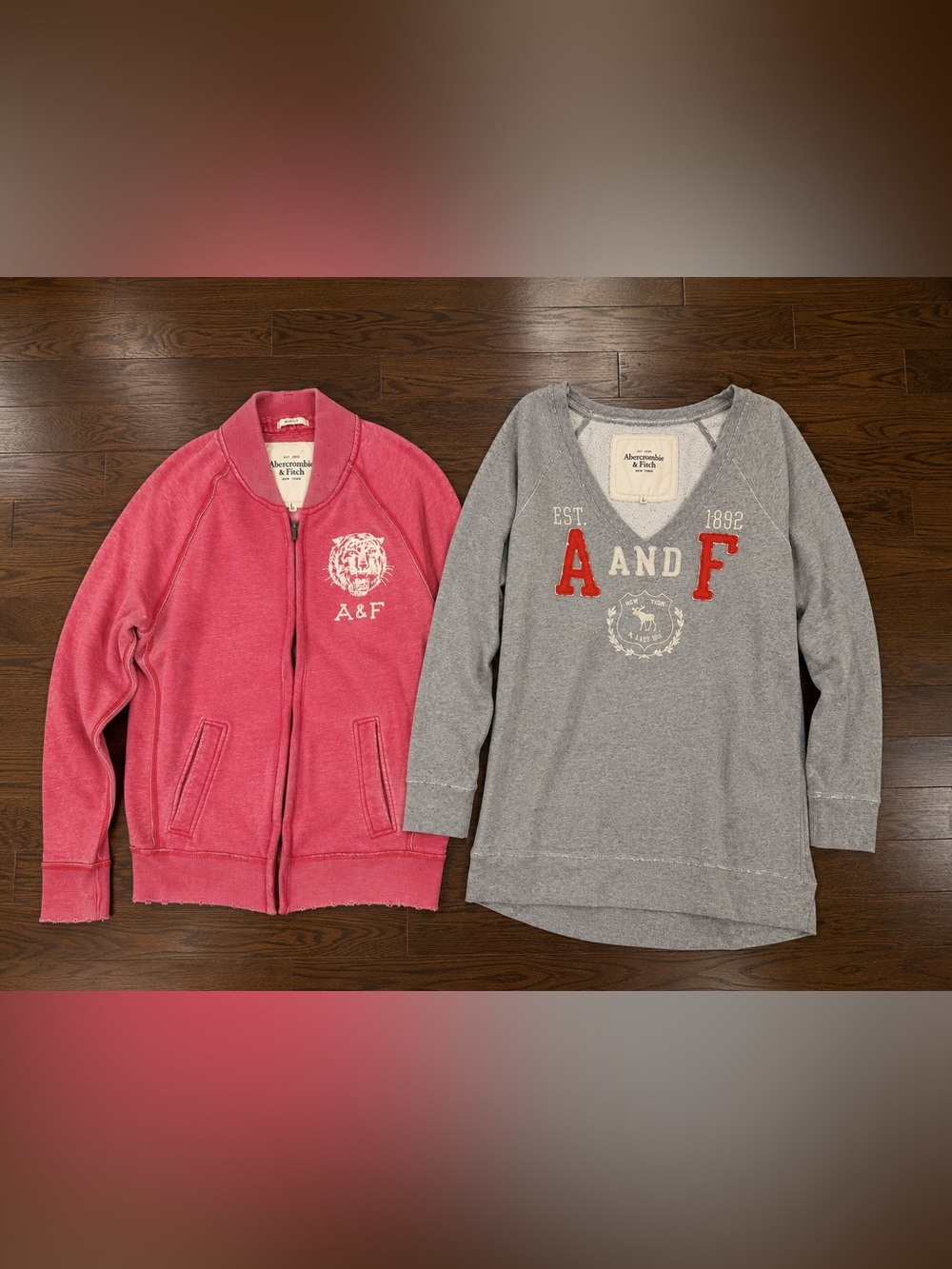Abercrombie & Fitch Sweatshirt Bundle Size Large Red Zip-Up Gray Logo Pullover